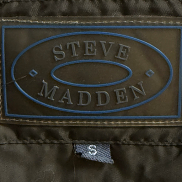 Steve Madden Down Bomber Jacket Sz S Womens Faux Fur Trimmed Hood Army Green FUN - Picture 8 of 10